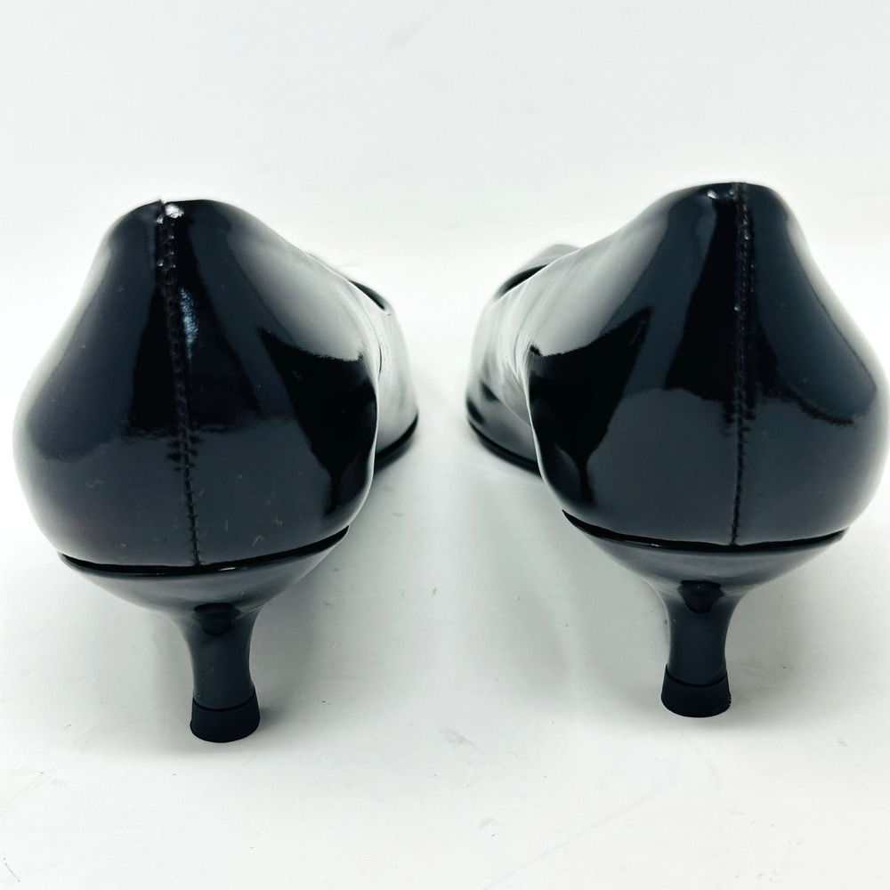 Stuart Weitzman Power Pumps Dark Brown Patent Leather Kitten Heels 6.5 Classic - Picture 10 of 14